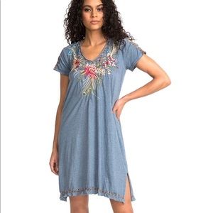 Johnny Was French Blue/ Gray Kaira Draped Tunic Dress